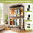 Clothes Rack with Wheels, Heavy Duty 3-Tier Adjustable Metal Organizer with 2 Hanging Rods &amp; Side Hooks | Black | Metal