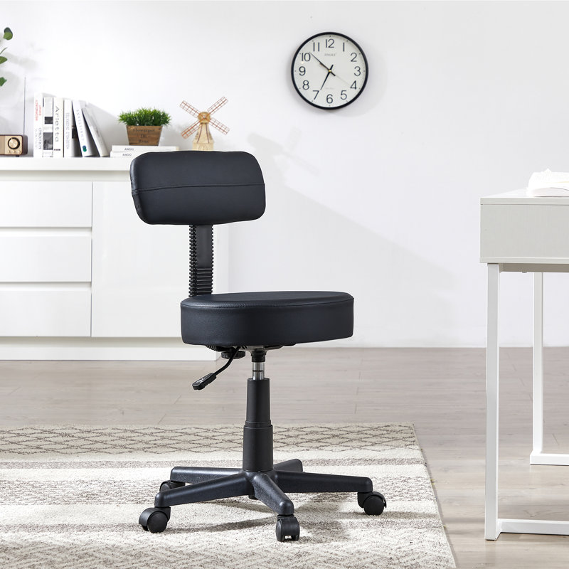 Kylis Backed Adjustable Height Industrial Stool Wheels, Black