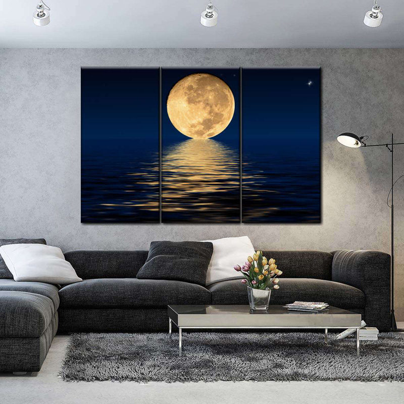 " Moon Light " 3 - Pieces, 24" H x 38" W x 1.25" D