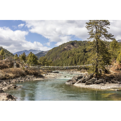 Deloatch Suspension Bridge, Bhutan - Wrapped Canvas Print