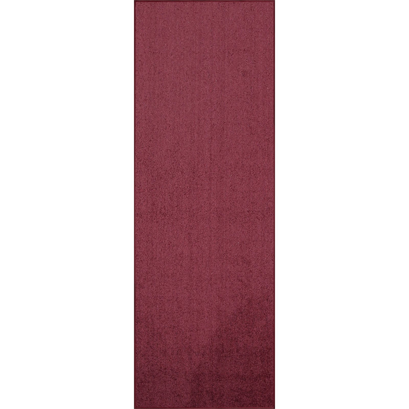 Modern Plush Solid Color Rug - Cranberry, Pet and Kids Friendly Rug, Half Round 1'10" X 3'8"