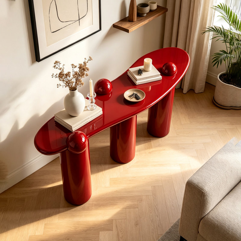 Console rouge avec art irrégulier