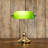 Retro Glass Brass Base Bankers Desk Lamp with Pull Chain Switch-1376091920