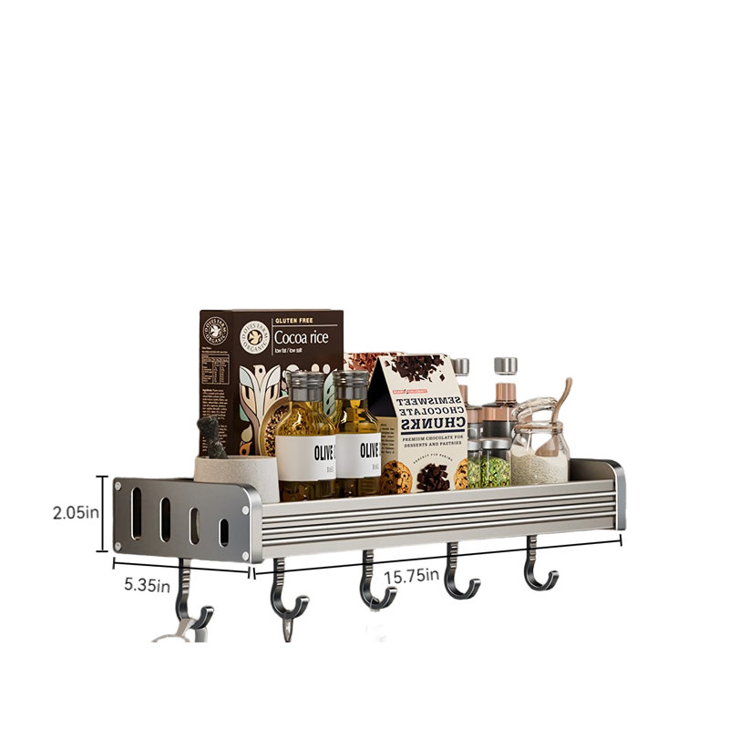 Wall Mounted Kitchen Storage Rack - No Drilling Required, Multi-Functional Spice Rack For Home Use