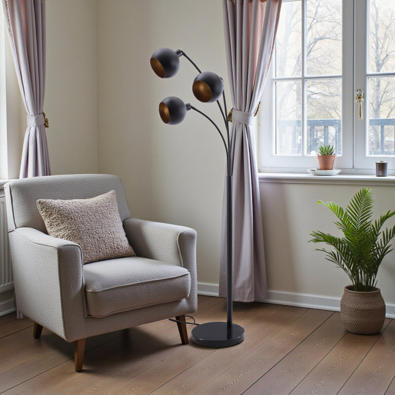 Lampe sur pied en métal noir 71 po Seon
