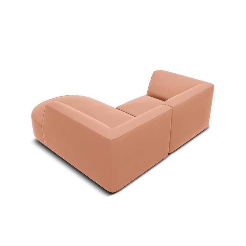 Adoraim 3 Seater Velvet Corner Sofa , Pink, Right Hand Facing