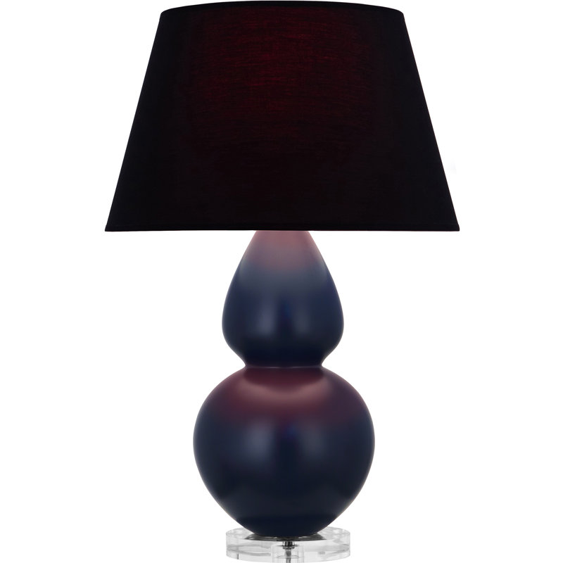 Lampe de table matte à double gourde, Marine, Noir / Rouge