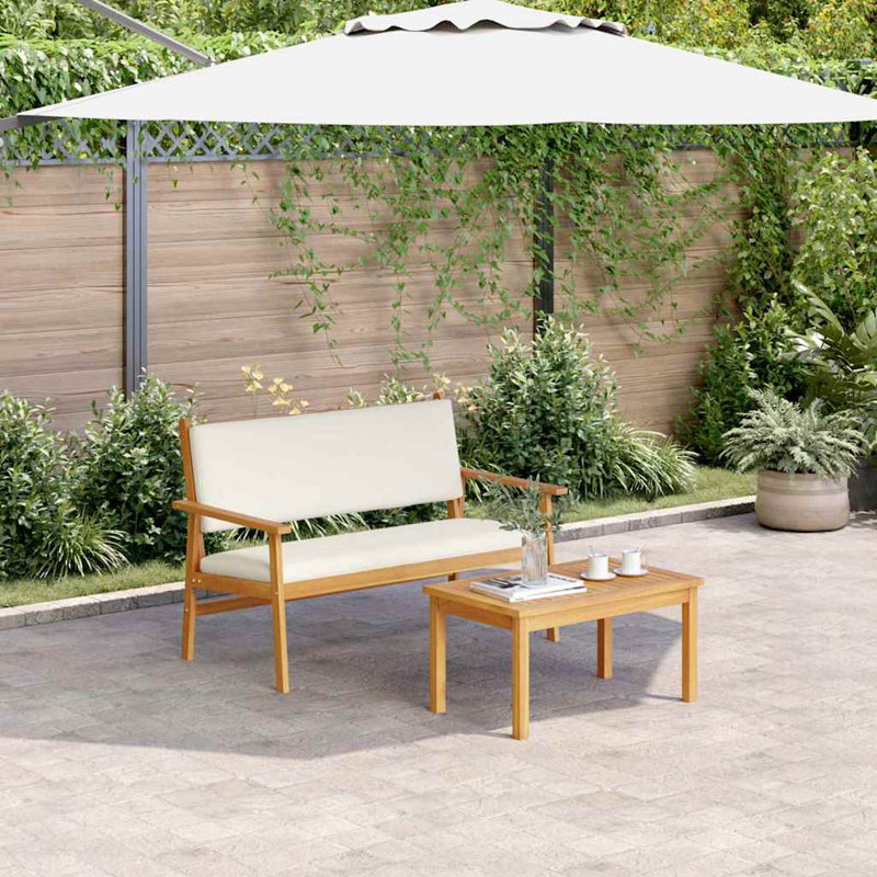 Solid Wood Outdoor Bench, Cream