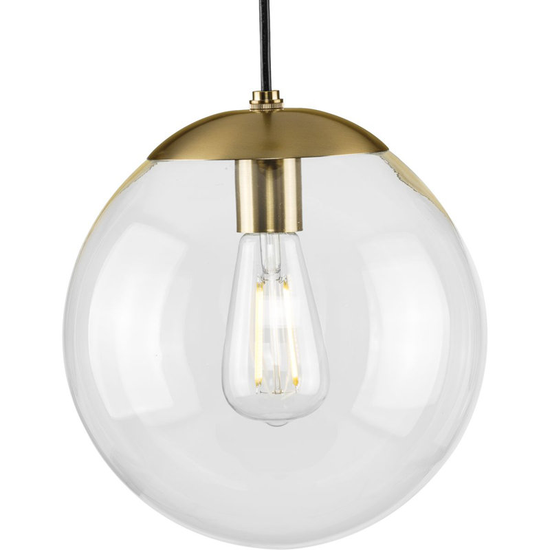 Luminaire suspendu en forme de globe à 1 lumière Chanie, Bronze brossé, H 10,5 po x l 10 po x P 10 po