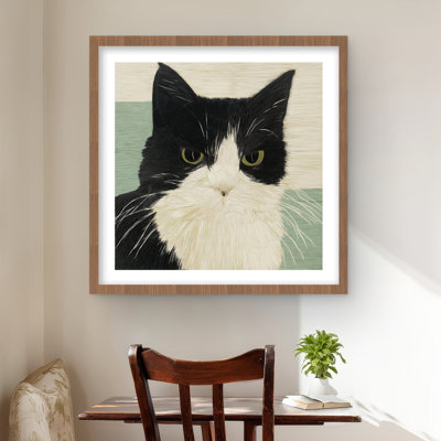 Angry Cat - animaux noirs, reproduction encadrée pour décoration intérieure