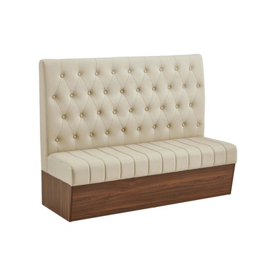 Single Booth with Melamine Frame, Button Tufted Vinyl Back, and Channel Tufted Seat 