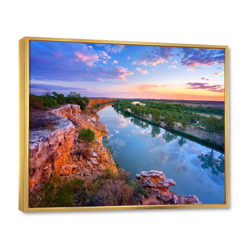 Murray River In Australie II, reproduction d'art sur toile, H 30 po x l 40 po x P 1,5 po, Cadre flottant doré