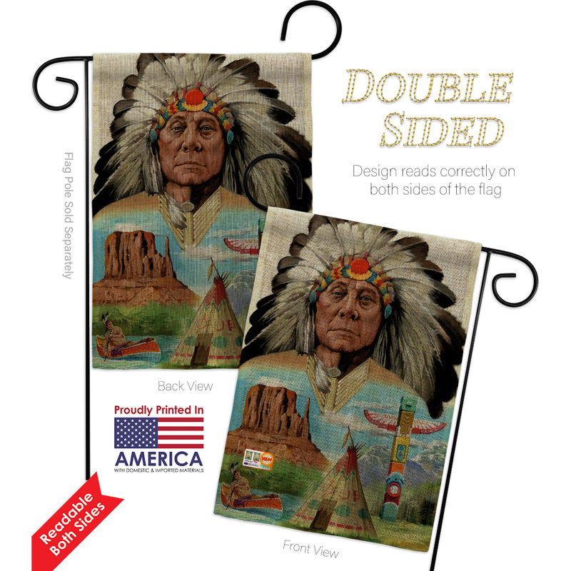 « native american americana patriotique », impression en polyester de 2 côtés 18,5 x 13 po ensemble de drapeau