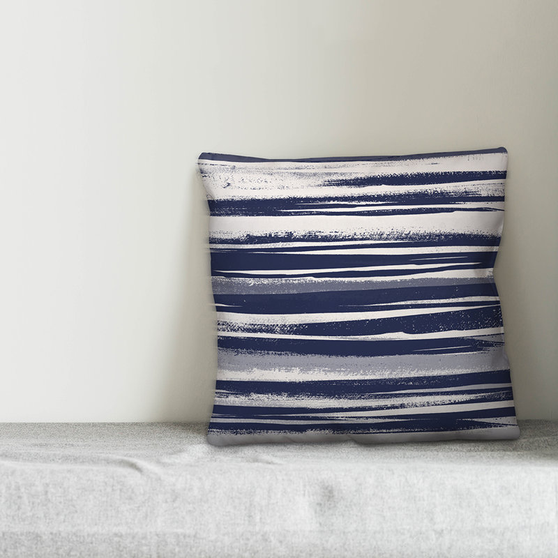 Coussin Kansas, 16 po x 1 po, Bleu marine / abstrait
