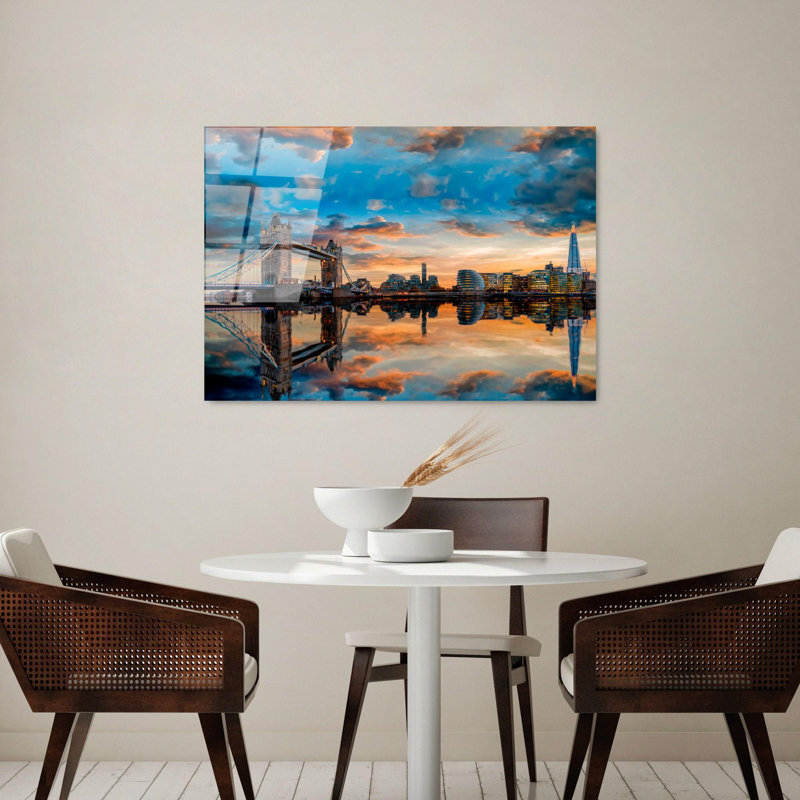 Superbe peinture murale en verre trempé 27,6 po x 39,4 po | 100% verre trempé, épaisseur: 0,16 pouce | Décoration élégante pour le salon ou le bureau, durable et facile à nettoyer, idée de cadeau parfaite