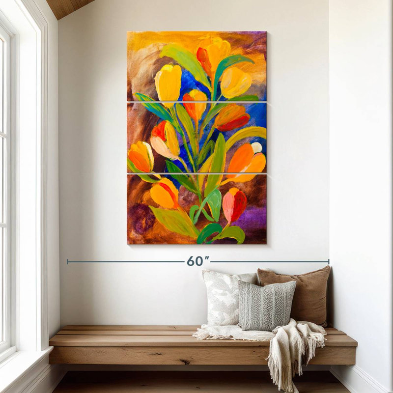Avery gracieuses fleurs abstraites, H 50 po x l 32 po