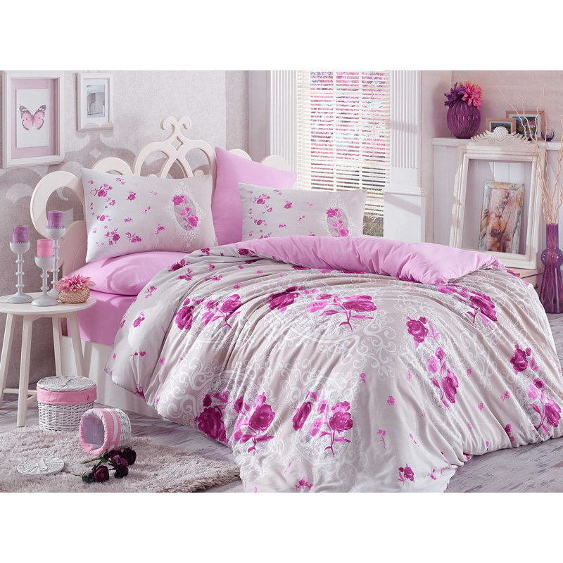 Ensemble de housse de couette 100% coton Cotner, Housse de couette double TG + 3 pièces supplémen