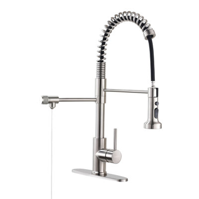 Robinet d'évier de cuisine, robinet de filtration d'eau rétractable, filtre à barre, nickel brossé, acier inoxydable, PB1017