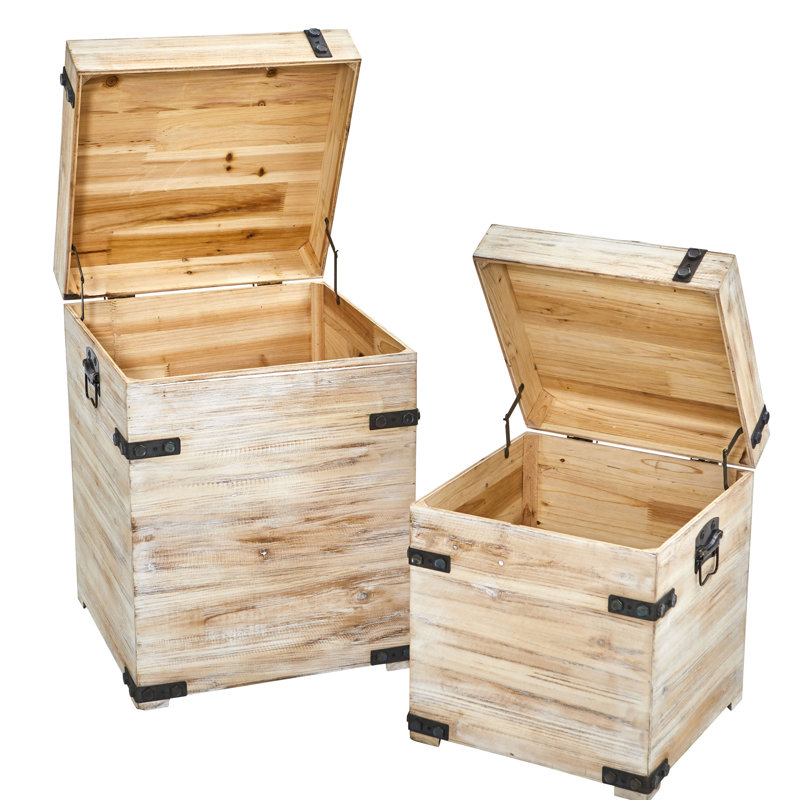 Ensemble de boîte 2 pièces en bois massif décoratif