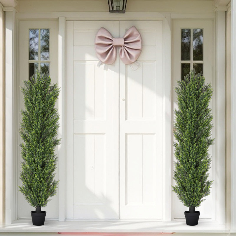 Faux cèdre en pot, Vert, H 70,87 po x l 15 po x P 15 po