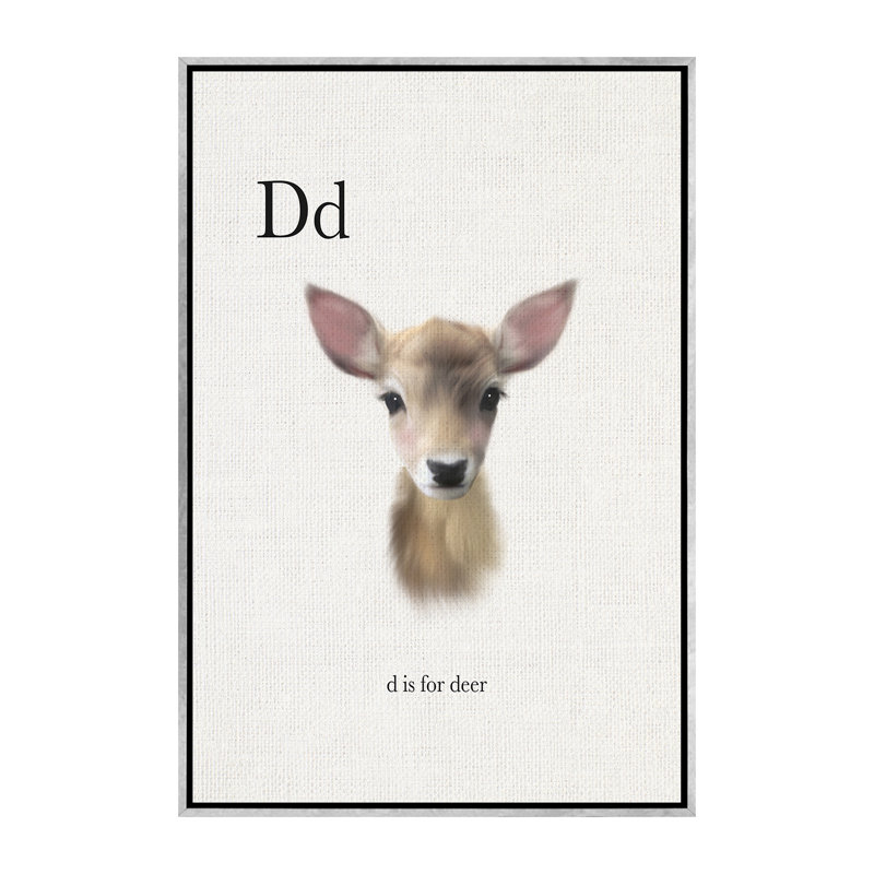 Décoration murale pour enfants «D Is For Deer», H 60 po x l 40po x P 1,5 po, Toile avec cadre argenté