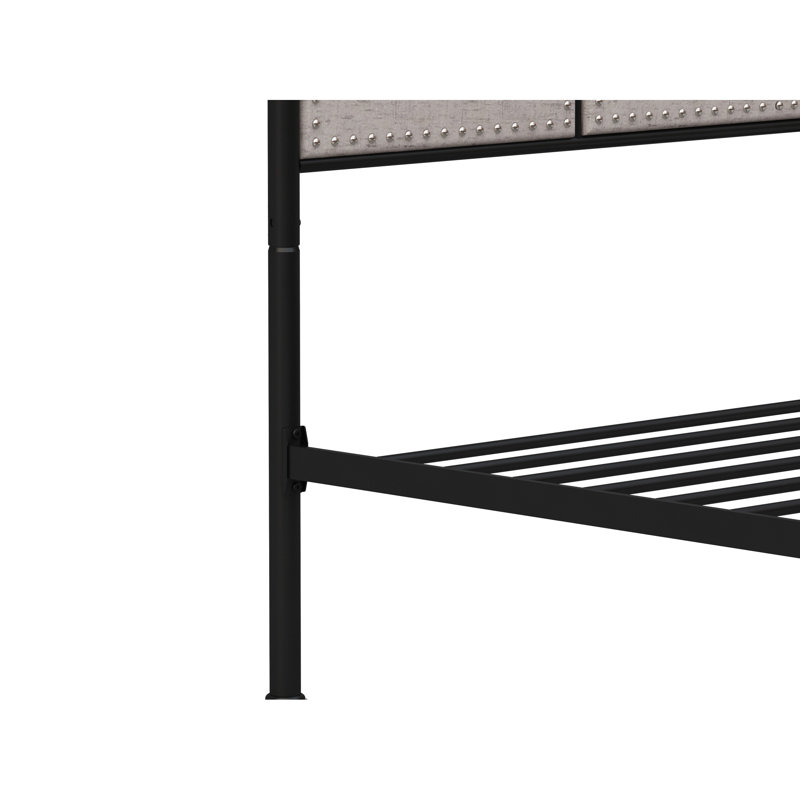 Structure de lit plateforme en métal revêtu de lin de taille simple - incontournable pour la chambre à coucher moderne, fabrication, nuits silencieuses, processus d'assemblage facile, pas de sommier tapissier, beige, tissu d'un poids maximal de 250 lb