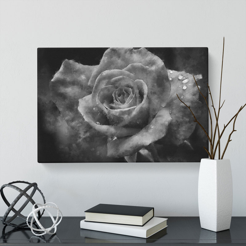 White Rose Flower - Wrapped Canvas, 50cm H x 76cm W x 3cm D