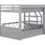 Lit superposé en bois avec rangement, 3 tiroirs, escalier gris et table de chevet, rangement-643675688
