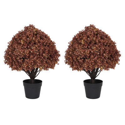 24" Artificial Fall Autumn Outdoor Topiary Ball Tree Potted Plants