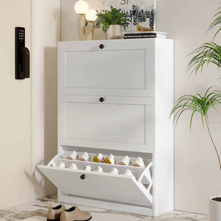 Shoe Storage Cabinet with 3 Flip Drawers