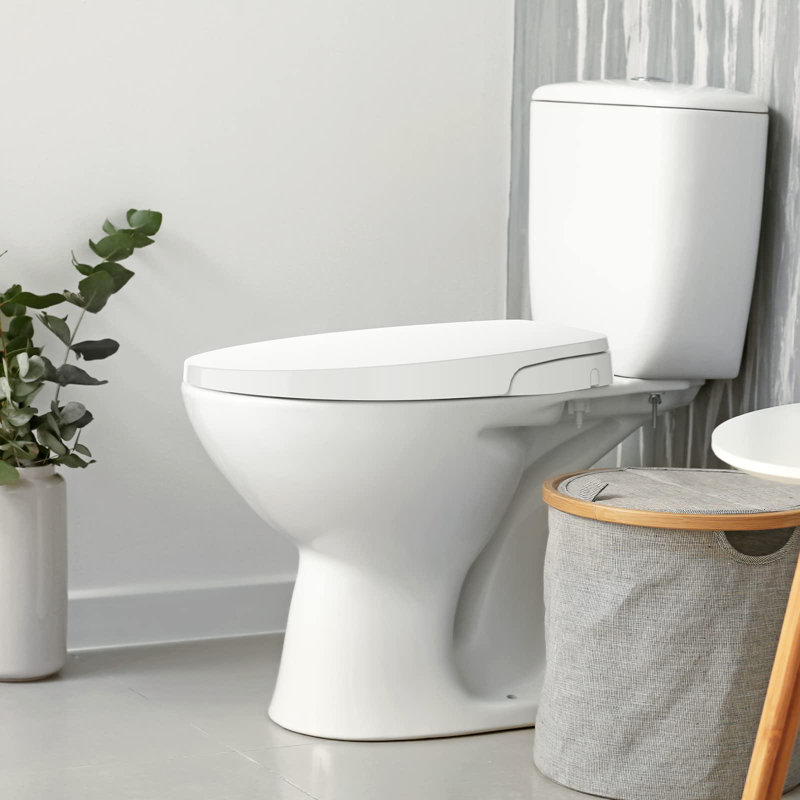 Round Bidet Toilet Seat with Quiet-Close, Non-Electric Bidet Toilet Seat with Self Cleaning Dual Nozzles, Fit Round Toilet Seat, White Bidet Seat