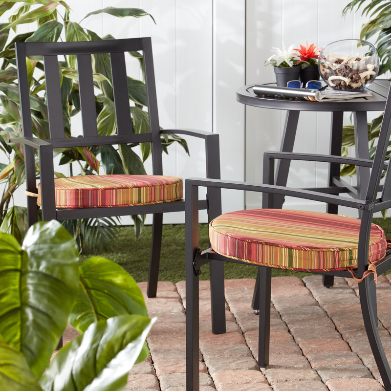 Outdoor Round Dining Chair Seat Pad, Kinnabari Stripe