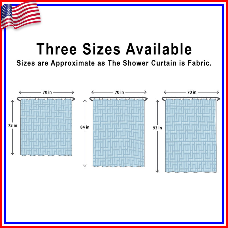 Blue Maze Pattern Shower Curtains Extra Long, 70in W x 72in H