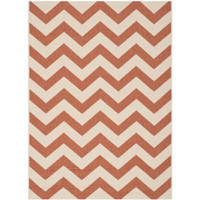 Camellia Hooked Terracotta/Beige Area Indoor/Outdoor Rug