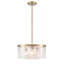 Kester - Luminaire suspendu 3 lumières - Finition laiton brossé - Abat-jour en verre albâtre blanc de style Murano-159404106-159403956
