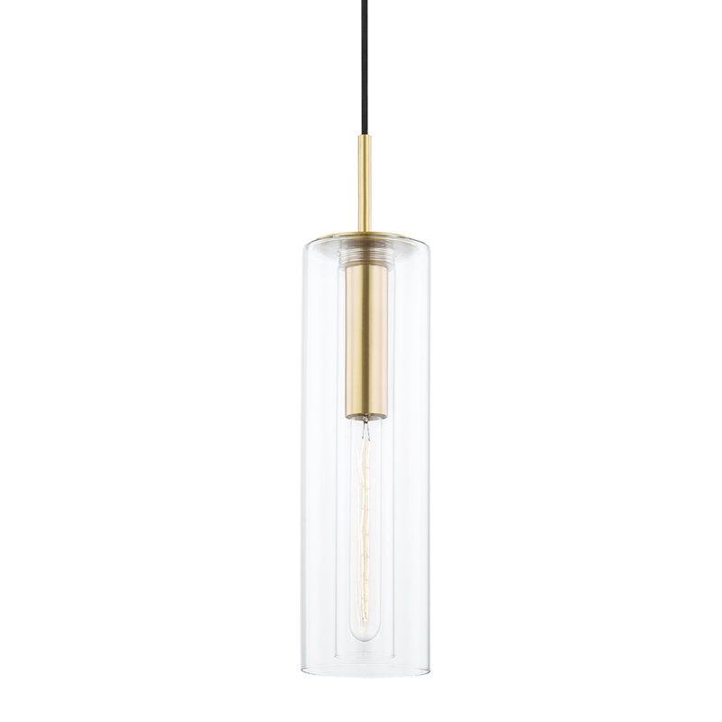 Luminaire suspendu cylindrique simple à 1 lumière Adreille, Vieux bronze