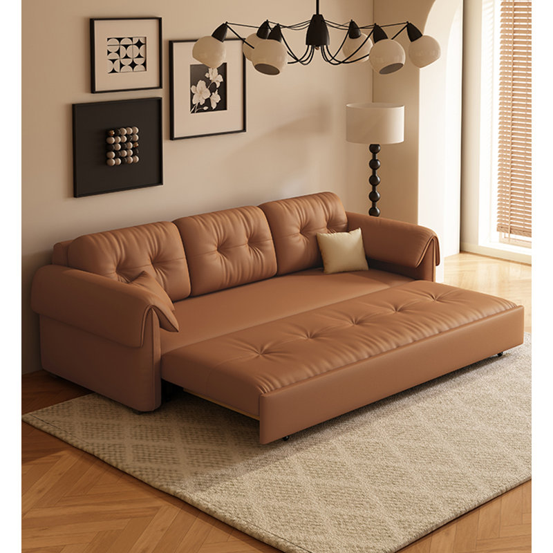 Canapé Mid-Century vintage en cuir Nappa avec structure en bois massif et acier au carbone, H 32,3 po x l 70,9 po x P 31,5 po