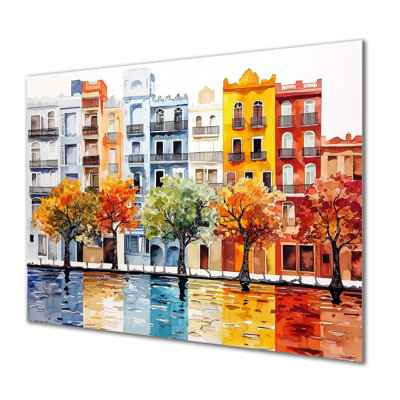 «Barcelona Color Of Espagne - Cityscapes», impression murale en métal