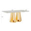Table de salle à manger en marbre pour 6 personnes, table de salle à manger rectangulaire en faux marbre 70 po avec base en acier inoxydable à finition miroir, table de cuisine moderne en marbre de grande taille (or, blanc) (table seulement)