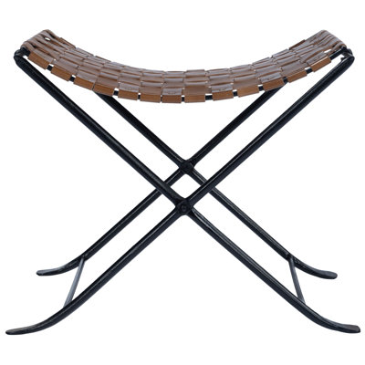 Tabouret en cuir brun