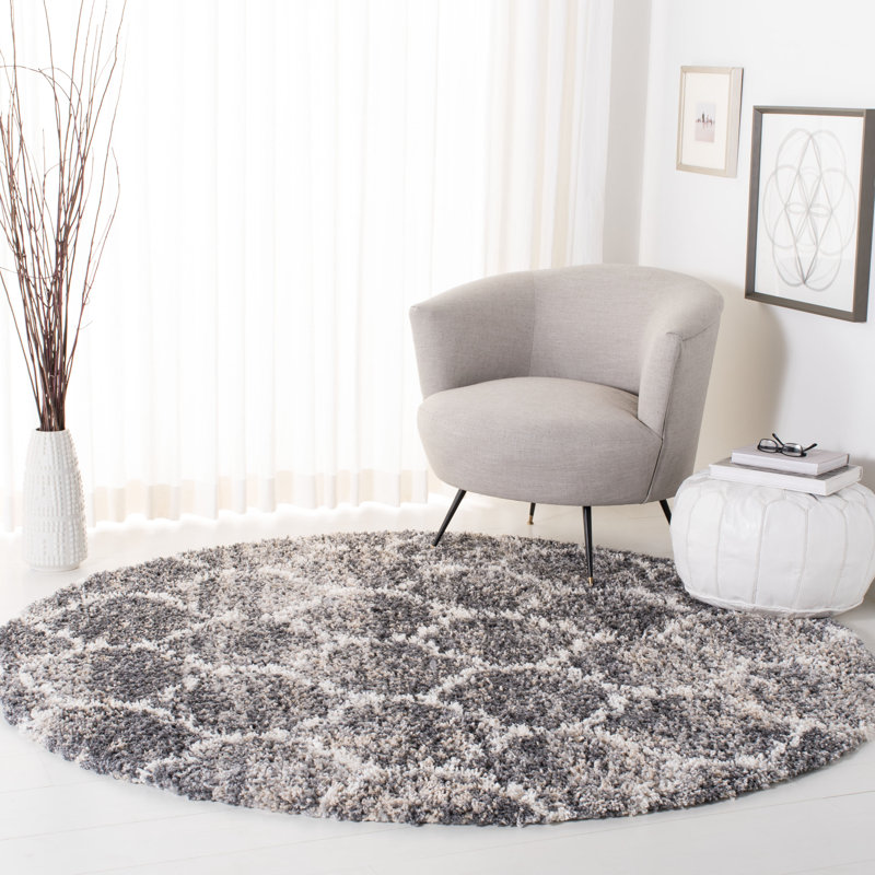 Chilson Shag Performance Geometric Rug, Round 6'7"