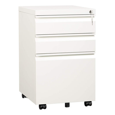 14.6"W Fully Assembled 3-Drawer Metal File Cabinet with Lock,Legal/Letter Compatible-Wheel requires assembly 
