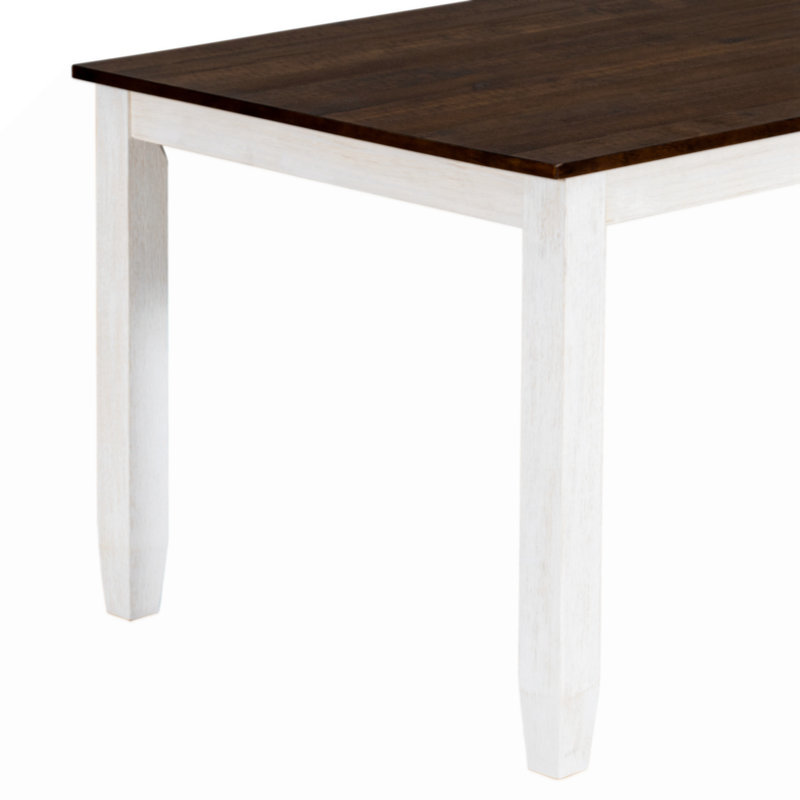 Rustic Style 6-Piece Dining Room Table Set, Brown, Brown/White
