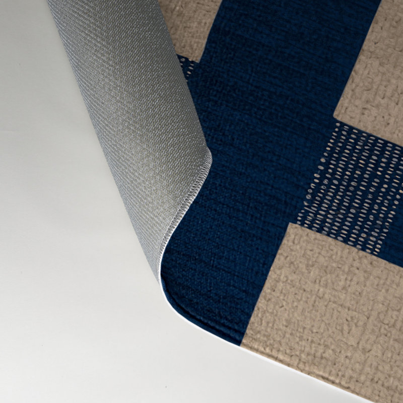 Tapis d'intérieur et d'extérieur à carreaux bleu, Rectangulaire 3 pi x 5 pi