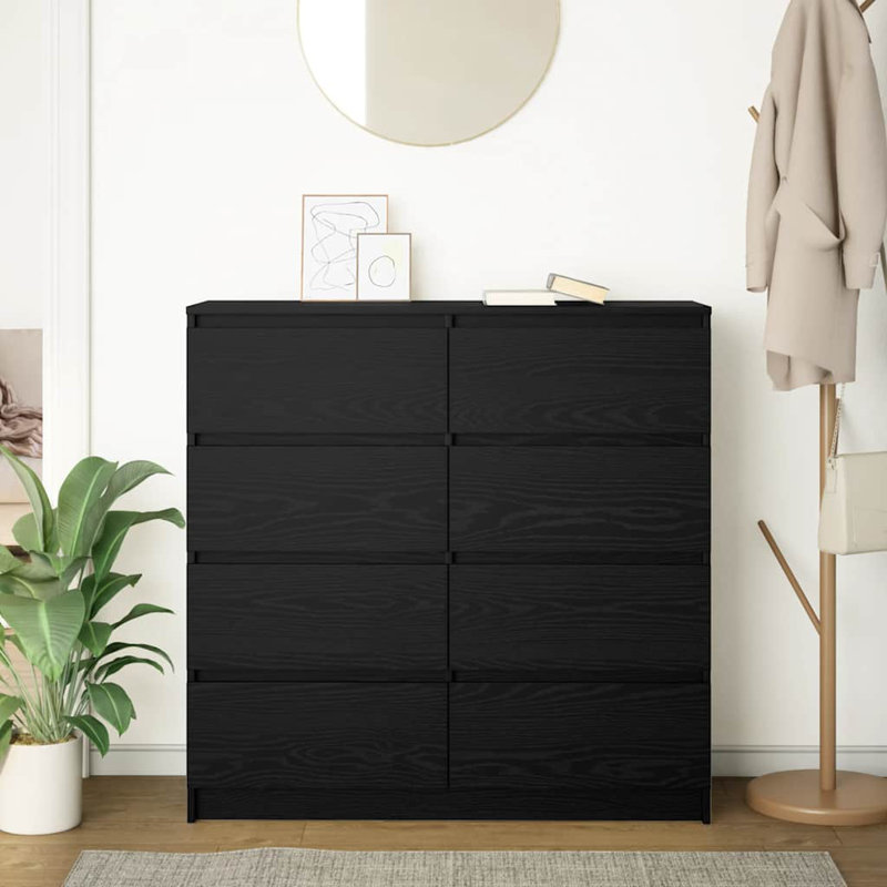 Sideboard 100X35x99 Cm Engineered Wood, Black Oak