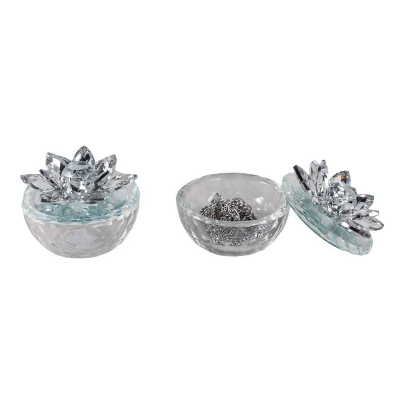 Boîte de rangement en verre Freese, Argent argent