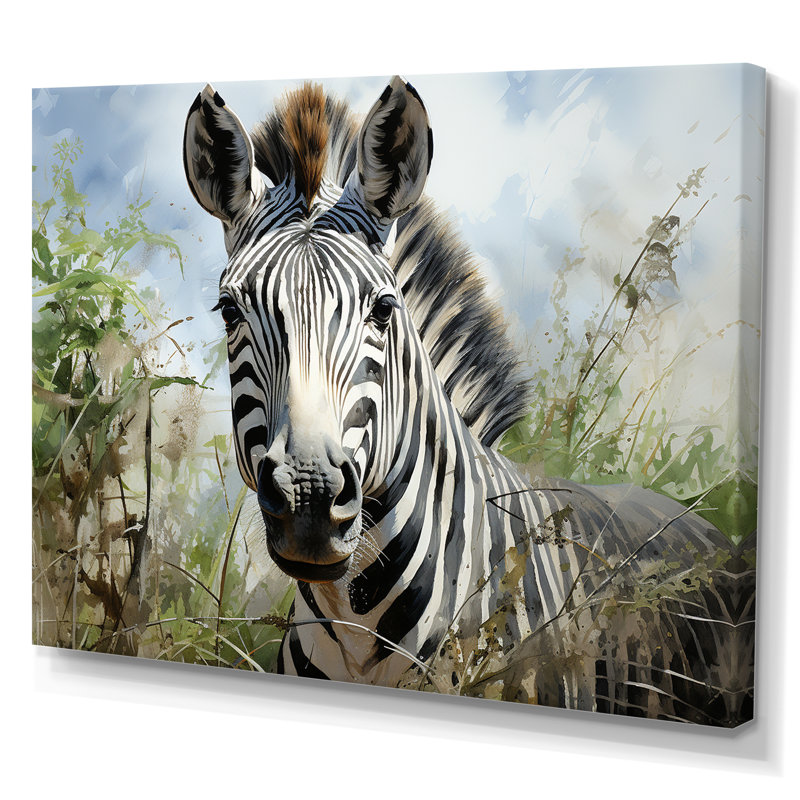 Zèbre rayé dans la jungle - art mural zèbre, H 30 po x l 40 po x P 1,5 po