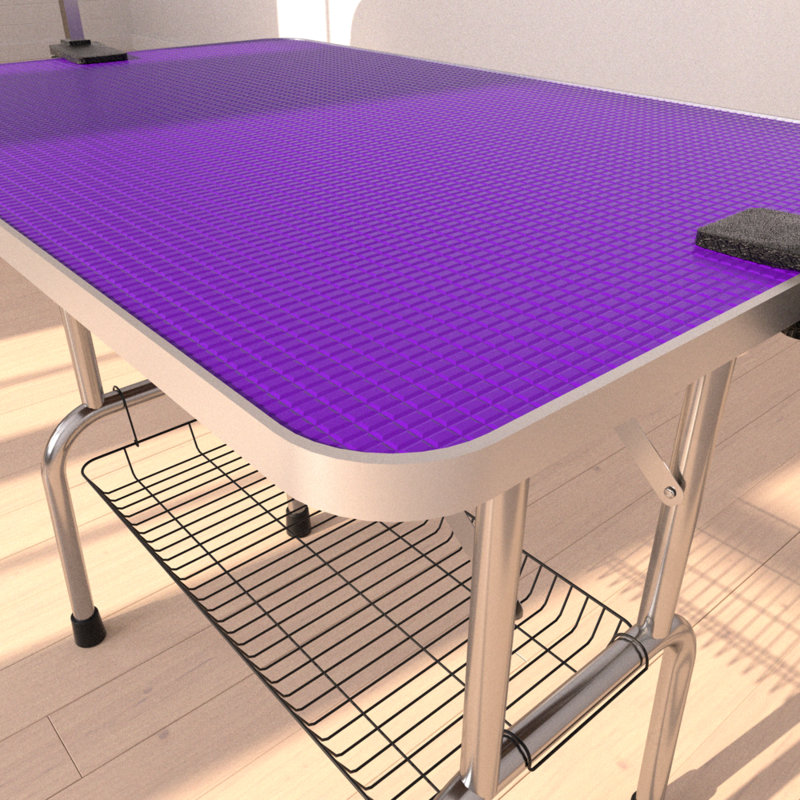 1 séchoir pliable pour table de toilettage pour animaux de compagnie de 42 pouces Cadre en acier inoxydable avec tapis en caoutchouc Coffre-fort et antidérapant Salon de toilettage pour animaux facile à utiliser