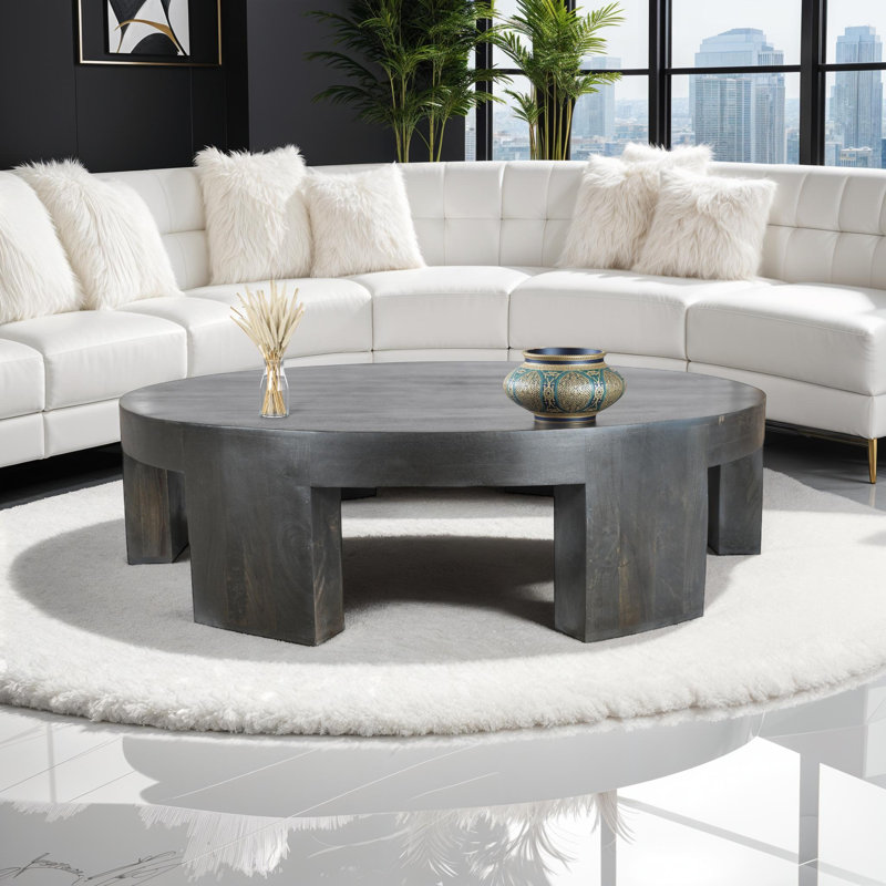Table basse en bois massif à six pieds Bianca