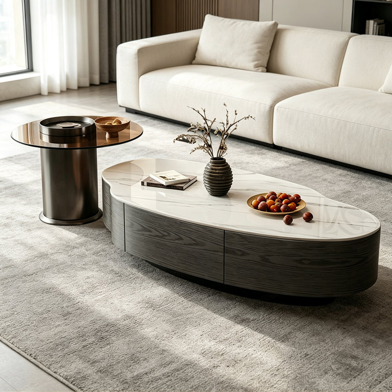 Amabilia, 13" H x 39.37" W x 19.68" D, White/Gray, Black/Black Oak